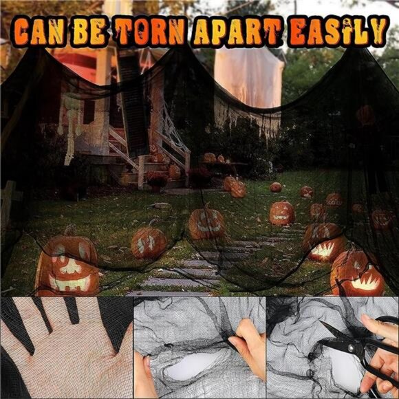 315 x 85 Halloween Black Creepy Cloth, Spooky Fabric Cloth Halloween Decor - Picture 2 of 7